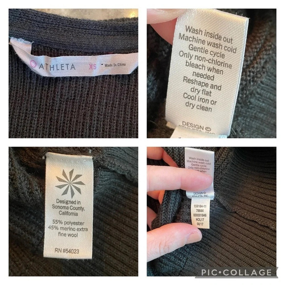 Athleta Women Black Hanover Merino Extra Fine Wool Blend V Neck Sweater Size XS - Picture 2 of 9